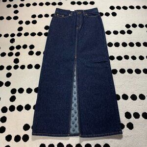 Vintage Y2K 90s Fioricci Dark Wash Denim Front Slit Long Maxi Skirt New